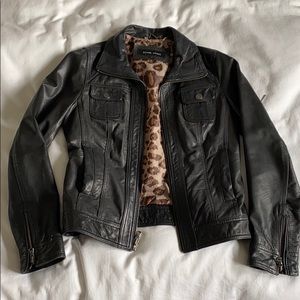 Black Rivet Genuine Leather Moto Jacket
